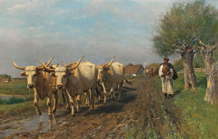«Венгерский фермер со степным скотом». Художник Отто фон Торен. 1870-е года. / Фото: dorotheum.com
