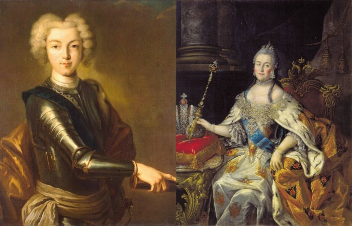 Пётр II и Екатерина Великая.