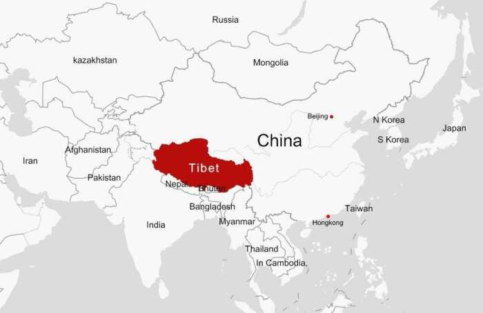 Расположение Тибета на карте /Фото:ufa-welcome.ru