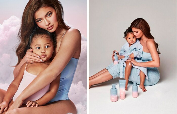 Кайли с дочкой Сторми в рекламе Kylie Baby