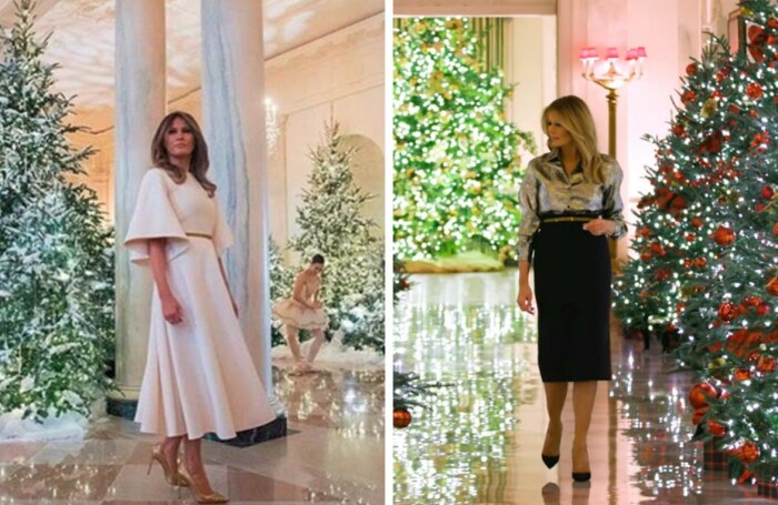Мелания Трамп во время подготовки к Рождеству в Белом Доме