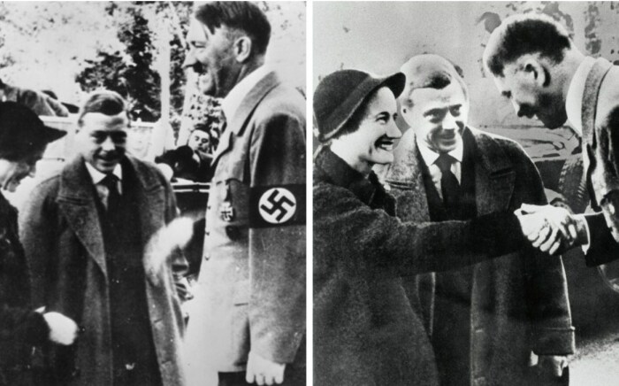 Бывший король Эдуард VIII с женой Уоллис Симпсон во время встречи с Адольфом Гитлером