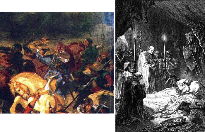 Людовик IX Святой в сражении (фрагмент картины Э. Делакруа, 1837 год) / Смерть короля Франции Людовика IX Святого