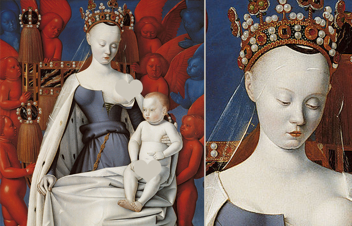 Жан Фуке. Дева Мария. Правая створка Меленского диптиха. Ок. 1450. Королевский музей изящных искусств, Антверпен