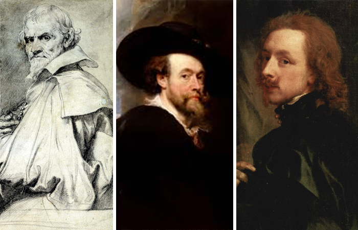 Портреты слева направо: Орацио Джентилески, Рубенс, Антонис ван Дейк