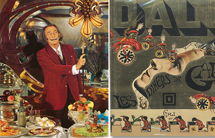 Сальвадор Дали и обложка первого издания Les Diners de Gala (1973)