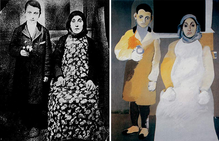 Фотография Аршила Горки с мамой (1912) и картина «Художник и его мать» (1926–1936)