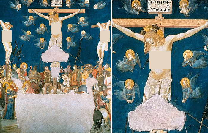 Пьетро Лоренцетти «Распятие» фреска. 1320 г. Церковь Сан Франческо, Ассизи