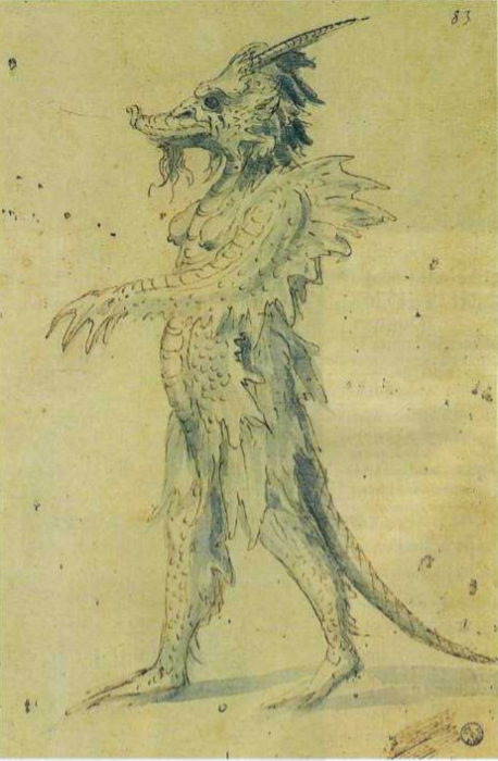 Эскиз костюма морского дракона ок. 1570;  29x19 см Кабинет рисунков и гравюр, Флоренция