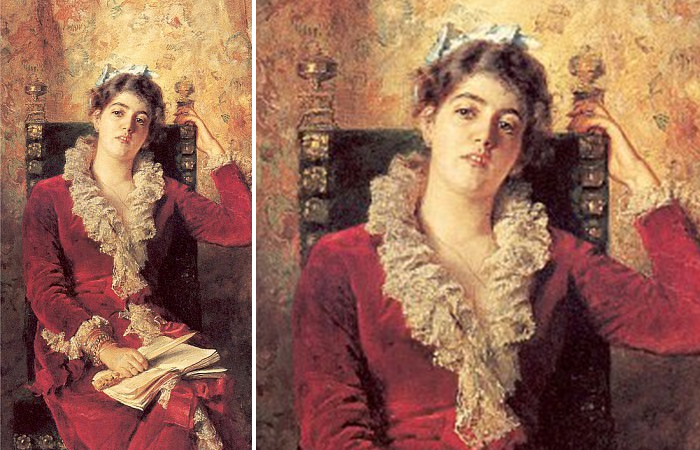 Работа Маковского «Портрет жены художника. Юлия Маковская» (1881)