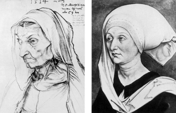 Портреты Барбары Дюрер 1514 года и 1490 года