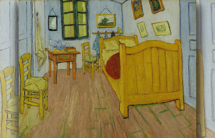 «Спальня в Арле», Первая версия, октябрь 1888 г. Холст, масло, 72 x 90 см, Музей Ван Гога, Амстердам.