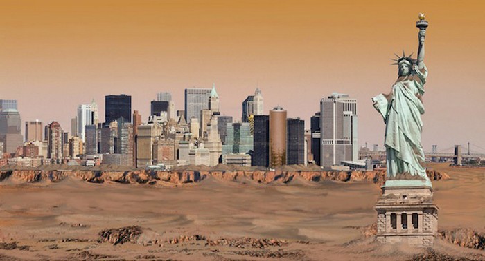Нью-Йорк на Марсе. Иллюстрация Николая Ламма (Nickolay Lamm)