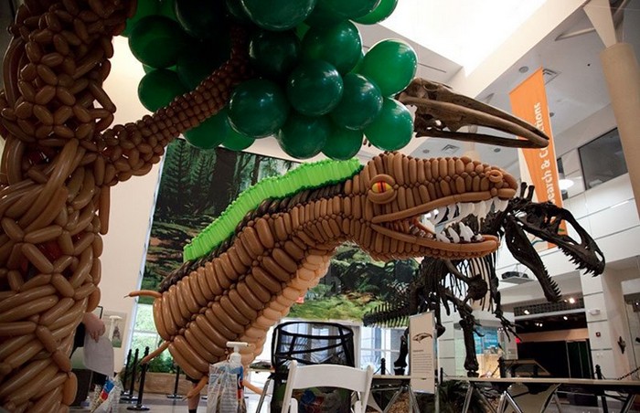Acrocanthosaurus – надувной динозавр в музее естественной истории