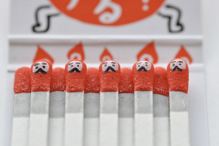 Kokeshi Matches – живопись на спичечных головках от Хироми Хиросаки (Hiromi Hirasaka)