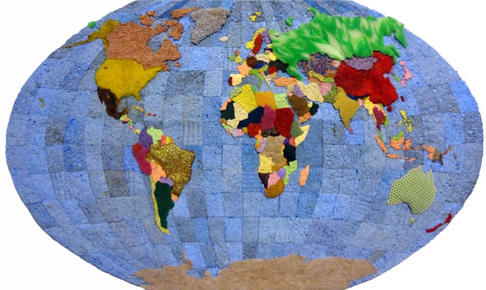 Карта мира из старых губок от Джеффри Аллена Прайса (Jeffrey Allen Price)