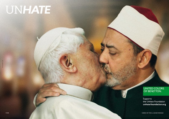 Римский Папа Бенедикт XVI и имам каирской мечети Аль-Азгар, Unhate, United Colors of Benetton