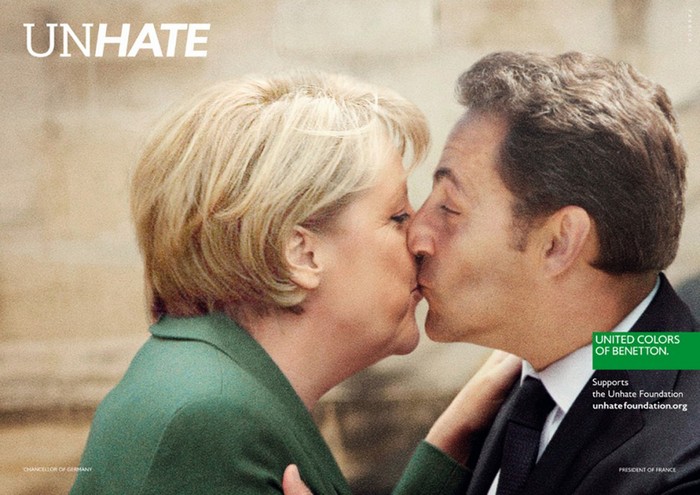 Ангела Меркель и Николя Саркози, Unhate, United Colors of Benetton