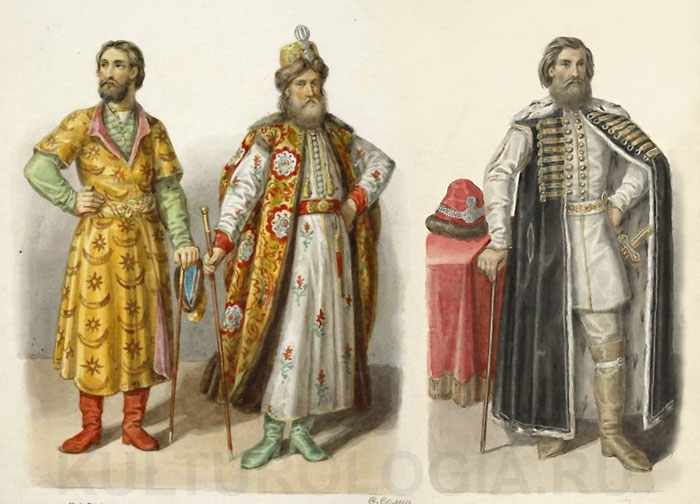 Рисунки из альбома Ф.Г. Солнцева «Одежды Русского государства» изданного в 1869 году, «служивые люди» XVII века.