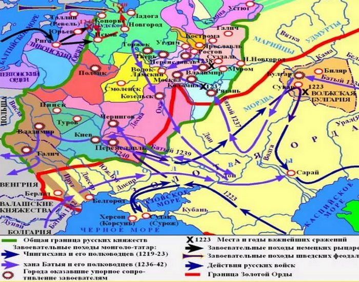 Карта границ, набегов, походов./ Фото: rpp.nashaucheba.ru