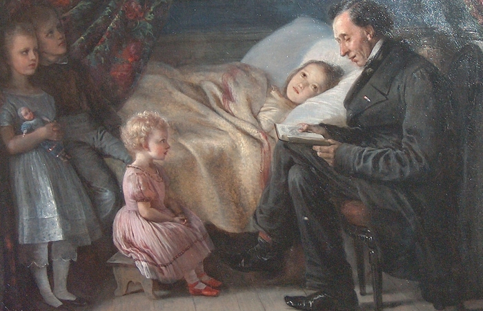 Андерсен читает детям./фото: upload.wikimedia.org