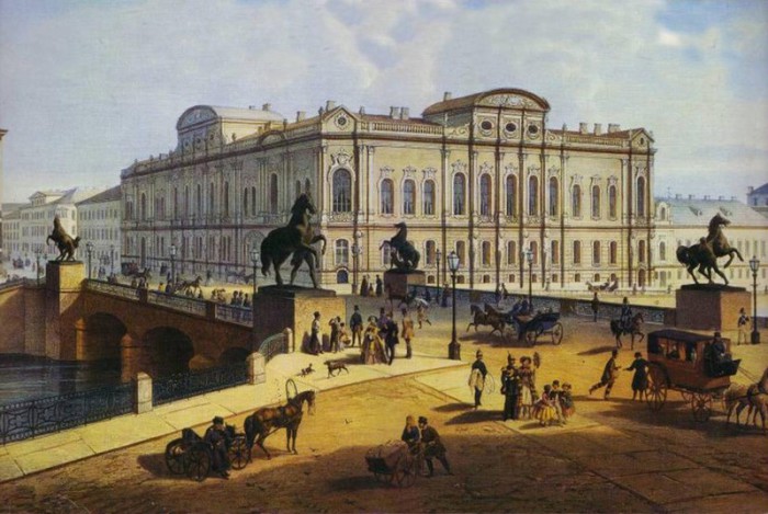 Аничков мост в 1840-х годах.