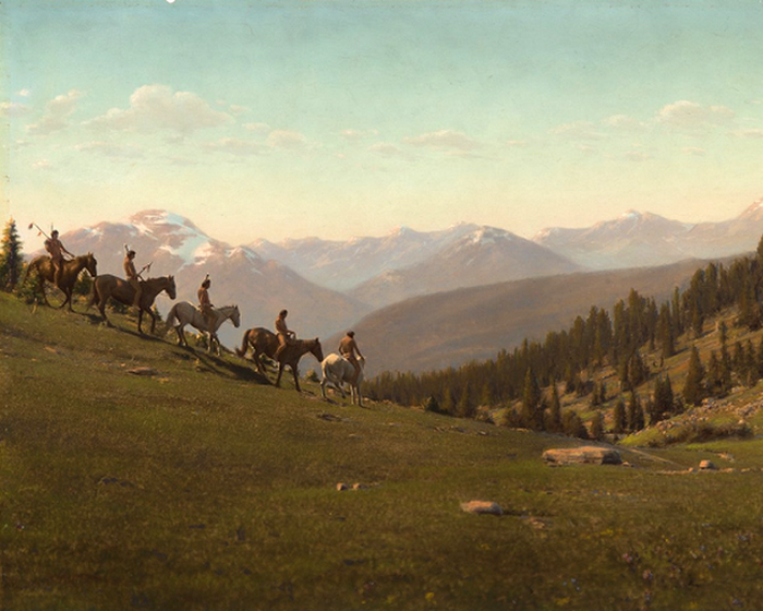 Пять индейцев-всадников в Монтане, начало 1900-х.
