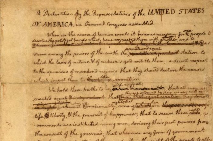 Оригинал декларации Томаса Джефферсона.