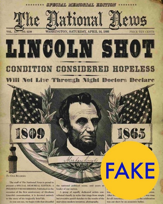 Газета об убийстве Линкольна.