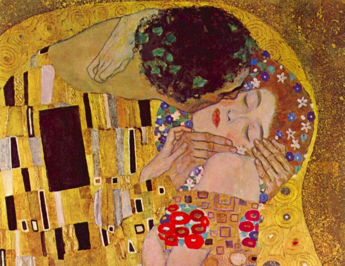 Фрагмент картины «Поцелуй» Климта.