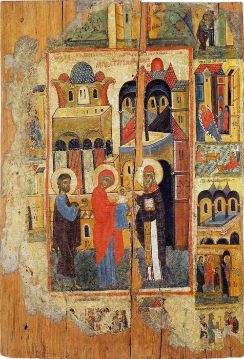 Иоаким и Анна с Марией в храме.