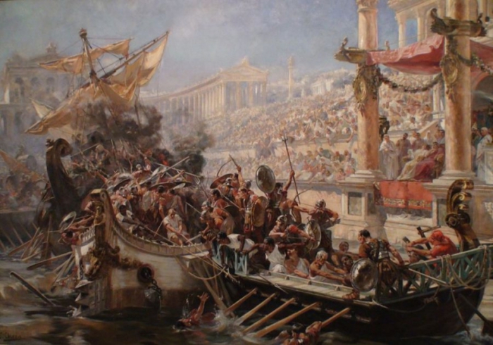 Навмахия - морское сражение в Колизее.