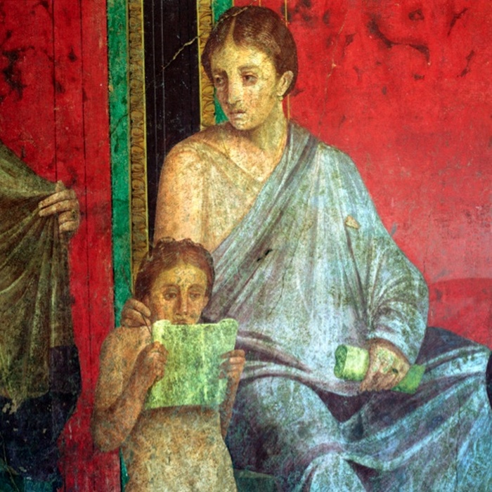 Часть фрески с изображением читающей юной девушки, I век до нашей эры