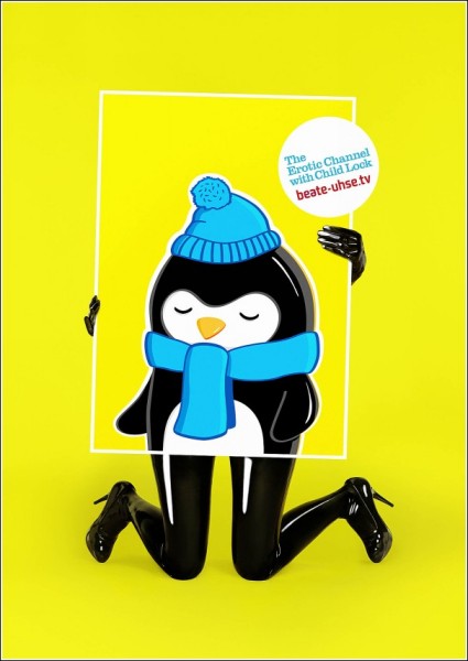 Реклама эротического телеканала с блоком от детей: пингвин