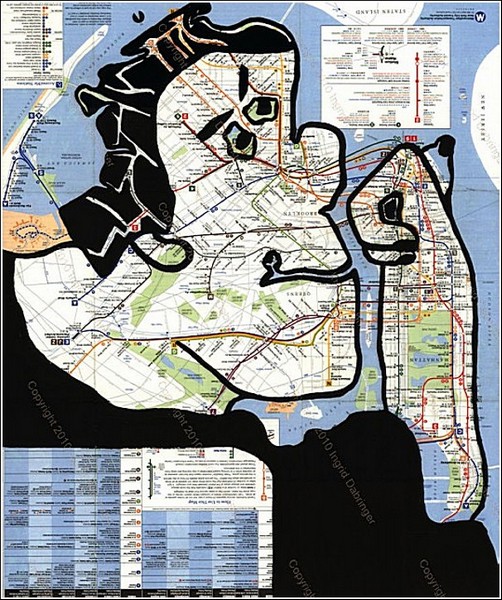 Оригинальные работы Ингрид Дебрингер: карта нью-йоркского метро