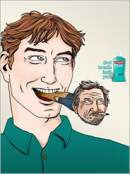Реклама ополаскивателя для полости рта: после перекура