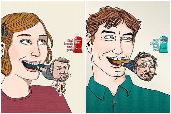 Второе зловонное я: рисованная реклама ополаскивателя для полости рта