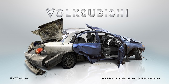 «Фольксубиши»: новые модели авто + креативное напоминание о ПДД