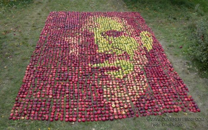 Портрет Стива Джобса из яблок: съедобный арт-объект Оливье Лефевра
