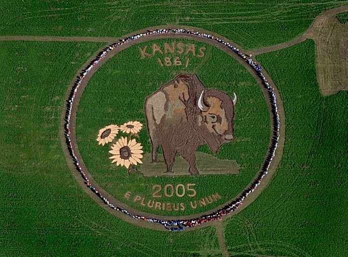 Рисунки на полях: картина в честь основания штата Канзас