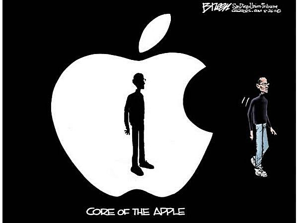 Сердцевина *Эпл*: художники-карикатуристы об отставке Стива Джобса