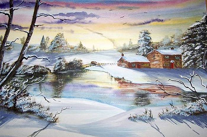 Зимний пейзаж: акварельные рисунки Стива Чемберса
