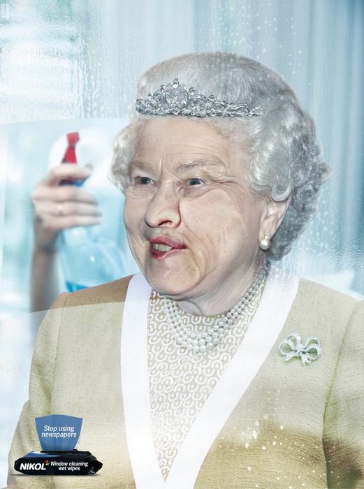 Королева в возмущении: креативная реклама салфеток для мытья окон