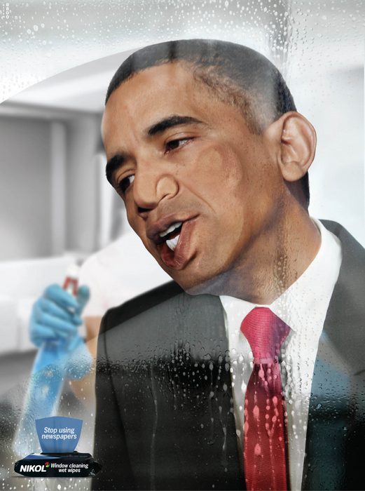 Обама тоже моет стекла: креативная реклама салфеток для мытья окон