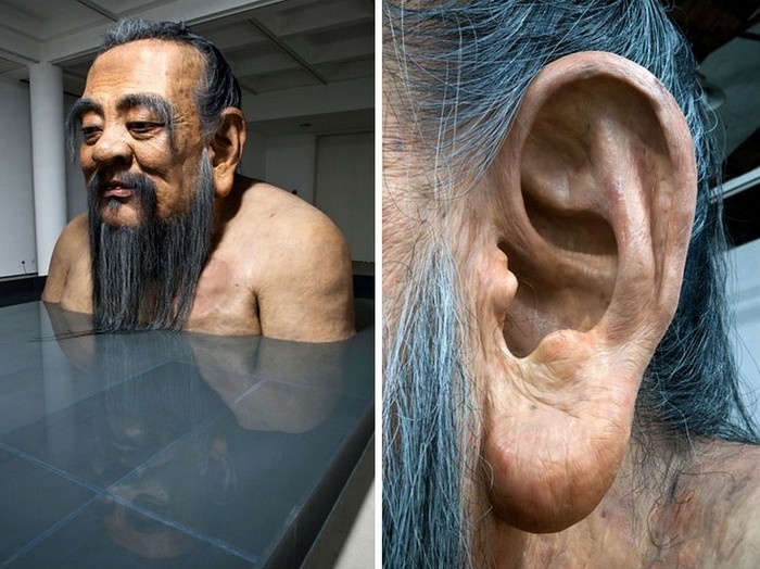 Современная скульптура древнего мыслителя: ухо Конфуция