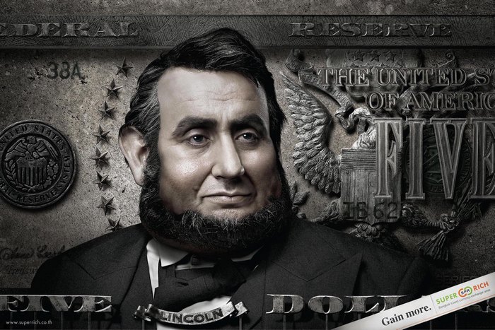 Авраам Линкольн с процентами: креативные плакаты выгодного обменника