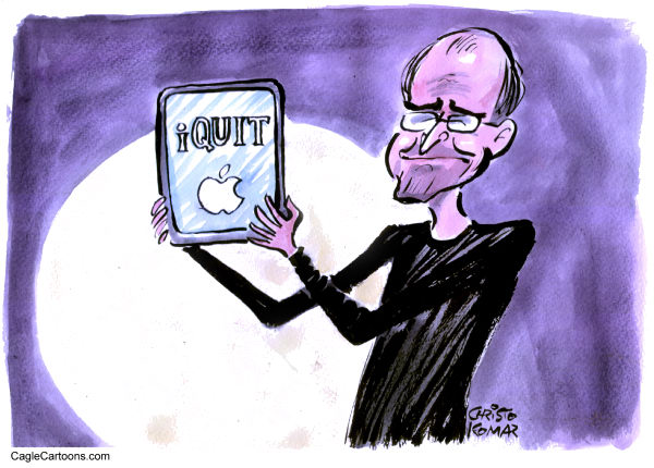 «iQuit» («я ухожу»): художники-карикатуристы об отставке Стива Джобса