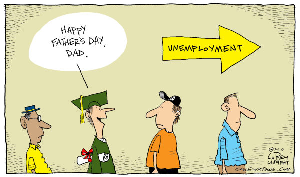 Карикатуры на тему Дня отца: встреча на бирже труда