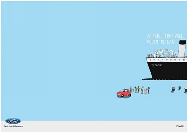 Рисованная реклама «Форда»: эта цена уплывает на «Титанике»