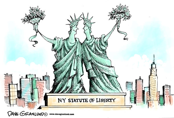 Художники-карикатуристы о легализации однополых браков: статуи Свободы